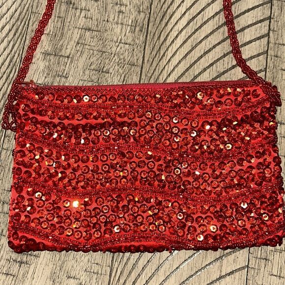 Heirloom Red Hot π Walborg Evening Purse π sparkle π & shineβπͺ© 1970s style! - Picture 4 of 17